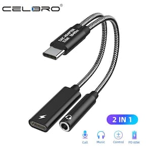 Cabo adaptador tipo C para conector de 3,5 mm AUX USB-C 2 em 1