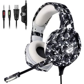 Fones de ouvido para jogos Onikuma K5 com microfone USB cinza