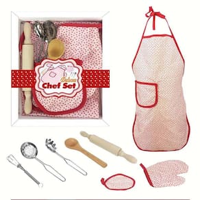 8pcs cozinha avental conjunto crianças assando luvas do chef