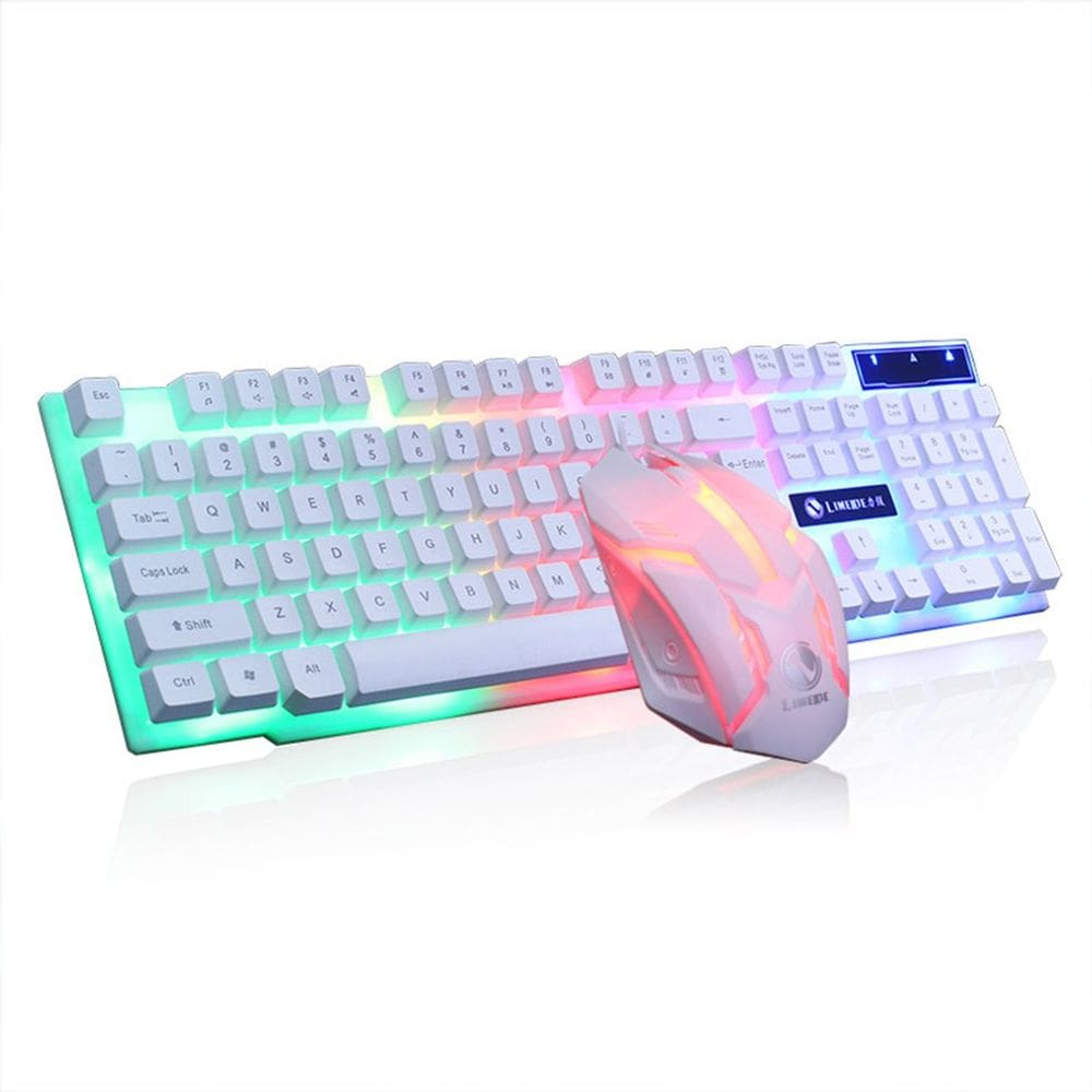 Led Teclado Brilhante Desktop Computer Mouse Mecânico com Fio