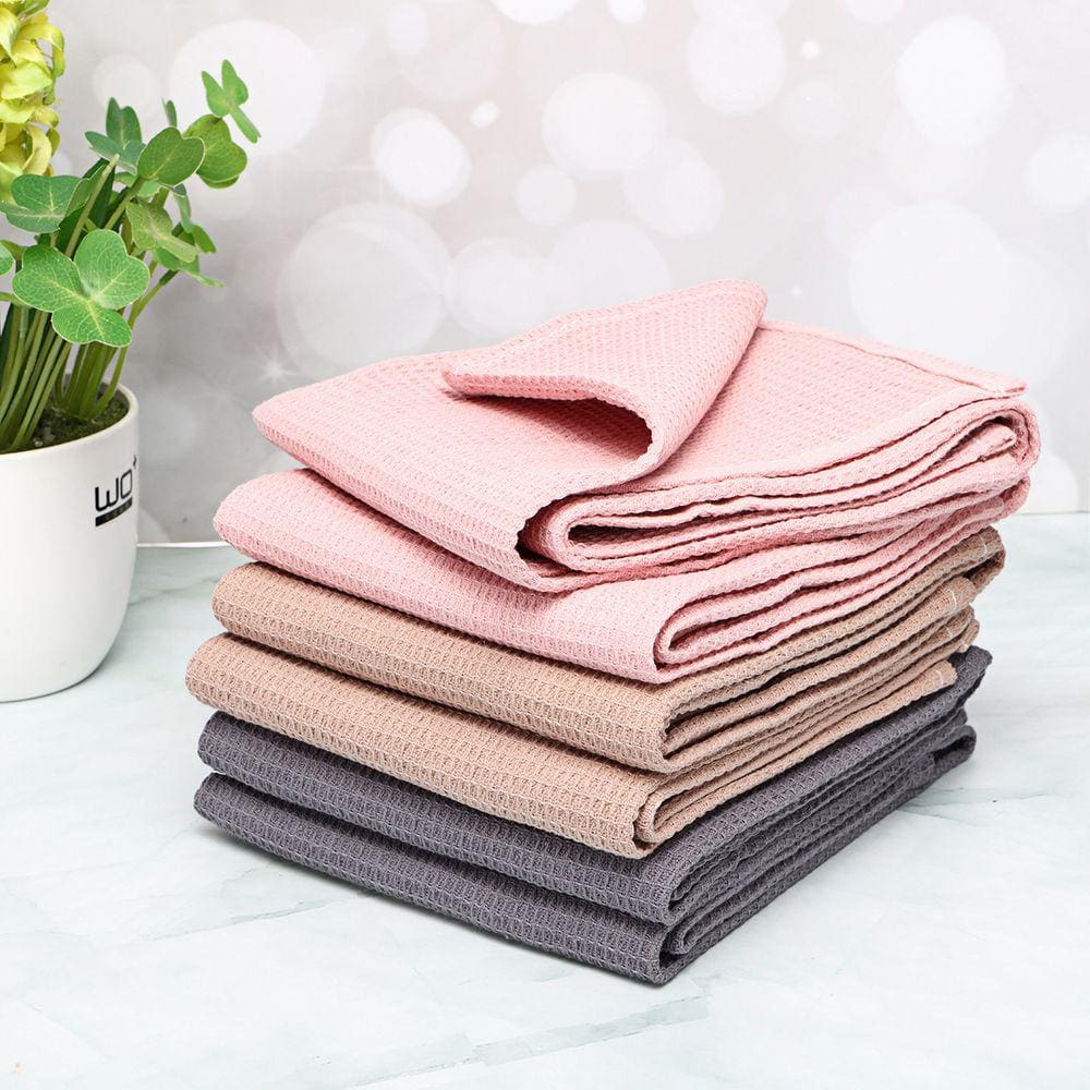 Conjunto de panos de cozinha, tecido de waffle absorvente, algodão, 4 unidades