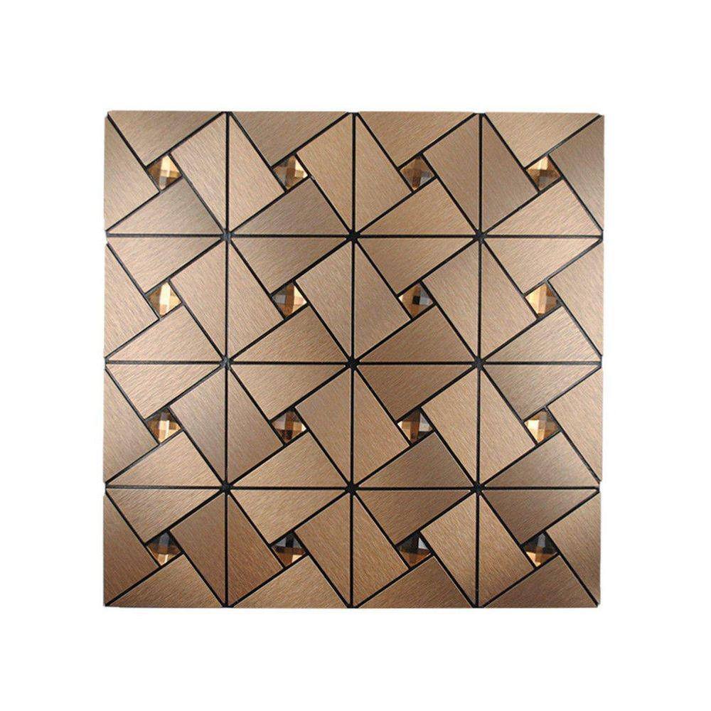 Telha de mosaico de alumínio 5pcs auto adesivo papel de parede cozinha ba