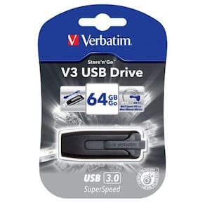 Unidade flash Verbatim Store`n Go V3 64GB USB 3.0 de leitura 80MB/s