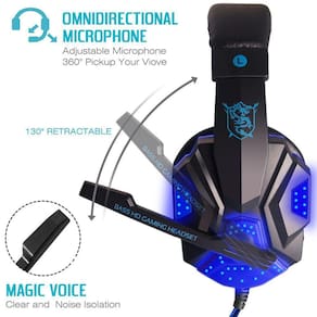 PC780 Gamer Fones de ouvido - Azul Preto