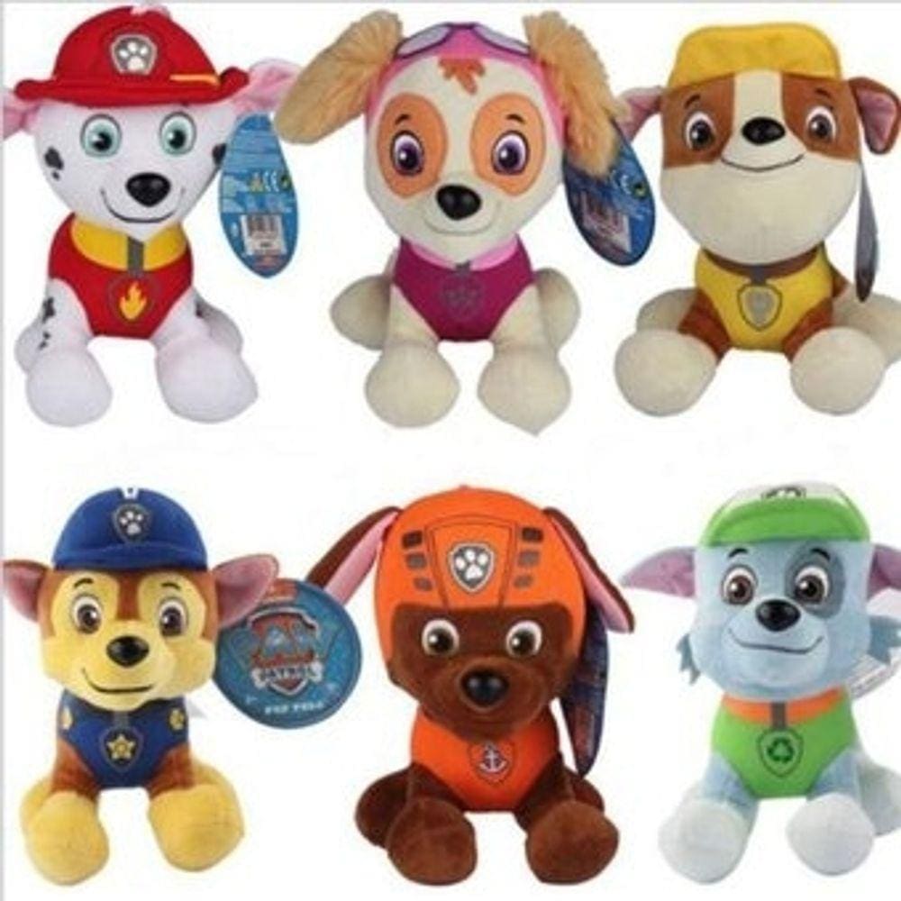 Conjunto de 6 brinquedos de pelúcia para cães para crianças - multicolorido