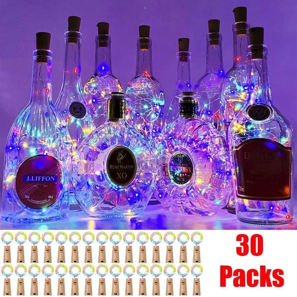 30packs 1m 10led luzes de garrafa de vinho com cortiça