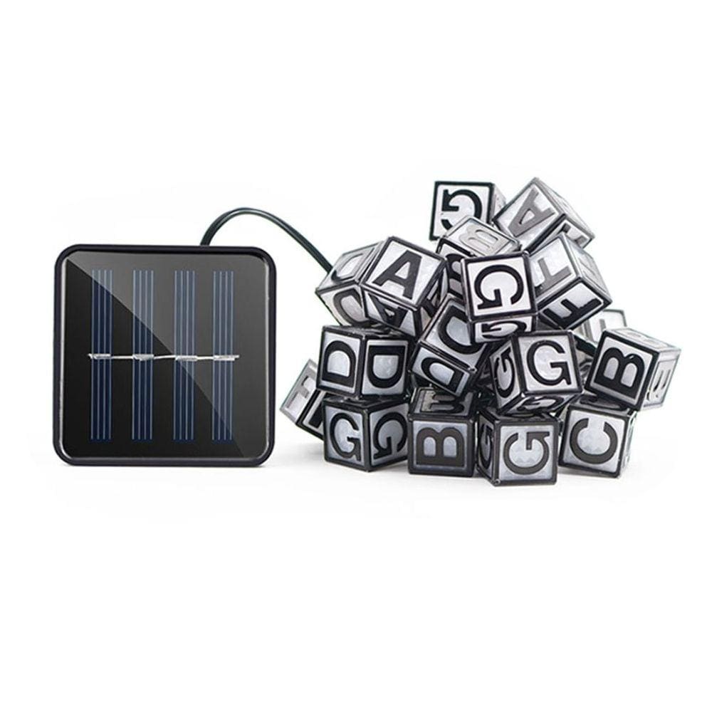 Lâmpada LED movida a energia solar, alfabeto inglês à prova d`água