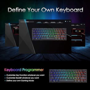 RK ROYAL KLUDGE RK61 Teclado Mecânico para Jogos com Fio