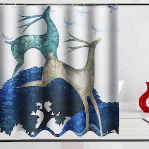 180x180cm chuveiro cortina digital impressão de renas cartoon