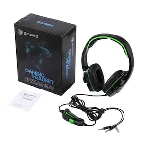 Fones de ouvido para jogos estéreo preto/verde com microfone
