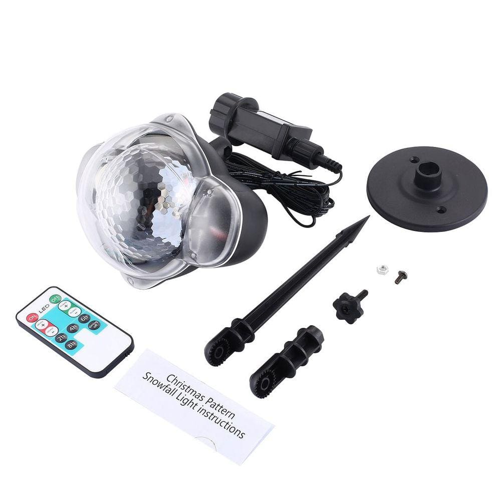 Luz de neve, luzes LED, controle remoto, flocos de neve de Natal
