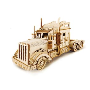 Carro de caminhão de vagão longo 3d quebra-cabeça mecânico de madeira (tamanho único)