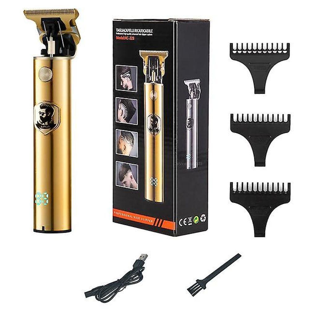 Aparador de cabelo dourado para homens recarregável por USB