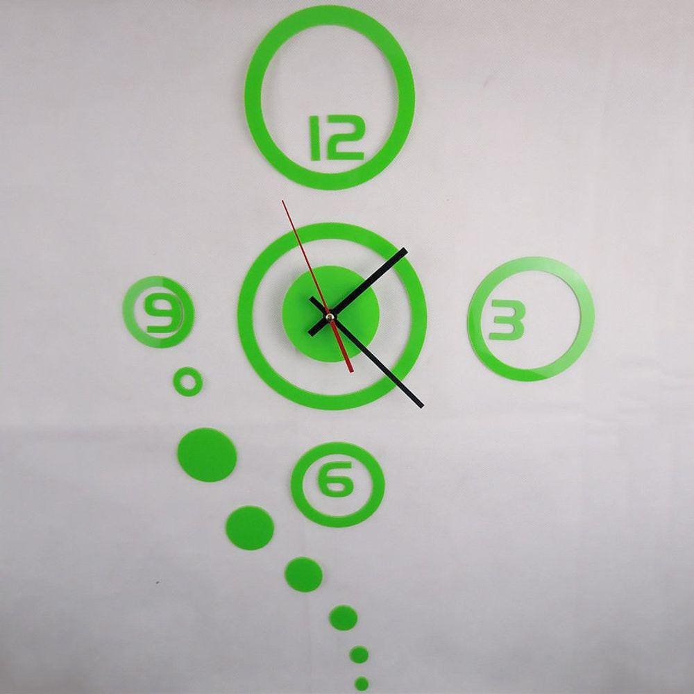 3D DIY Relógio de parede removível adesivo verde