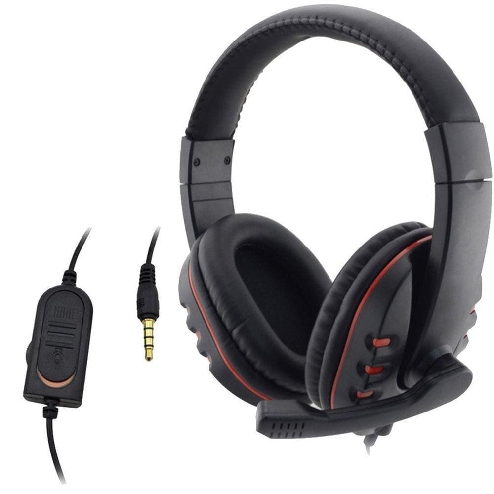 Fone de ouvido com fio, viva-voz de 3,5 mm e microfone para PS4 PC Ga