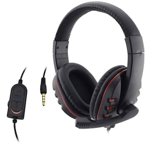 Fone de ouvido com fio, viva-voz de 3,5 mm e microfone para PS4 PC Ga