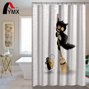 Bonito desenho animado gato padrão impermeável chuveiro chuveiro polieste