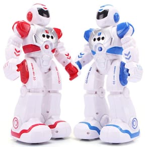 Robô de controle remoto inteligente para crianças robô programável (azul)