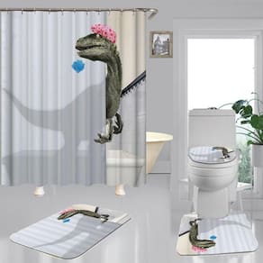 Adorável banheiro dinossauro impressão chuveiro cortina impermeável ba