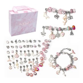 DIY Pulseira Fazendo contas Kit de contas de vidro rosa