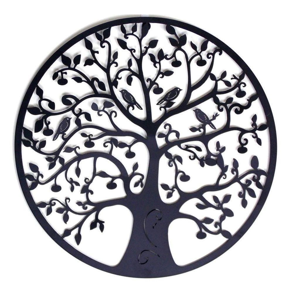 Arte de parede pendurada em escultura redonda Tree of Life 60x60cm