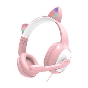 Bonito Cute Cat Ears Gaming Headset Fones de ouvido com microfone