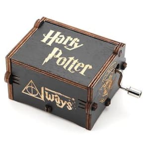 Harry Potter preto mecânico mão de madeira manivela caixa de música ( em
