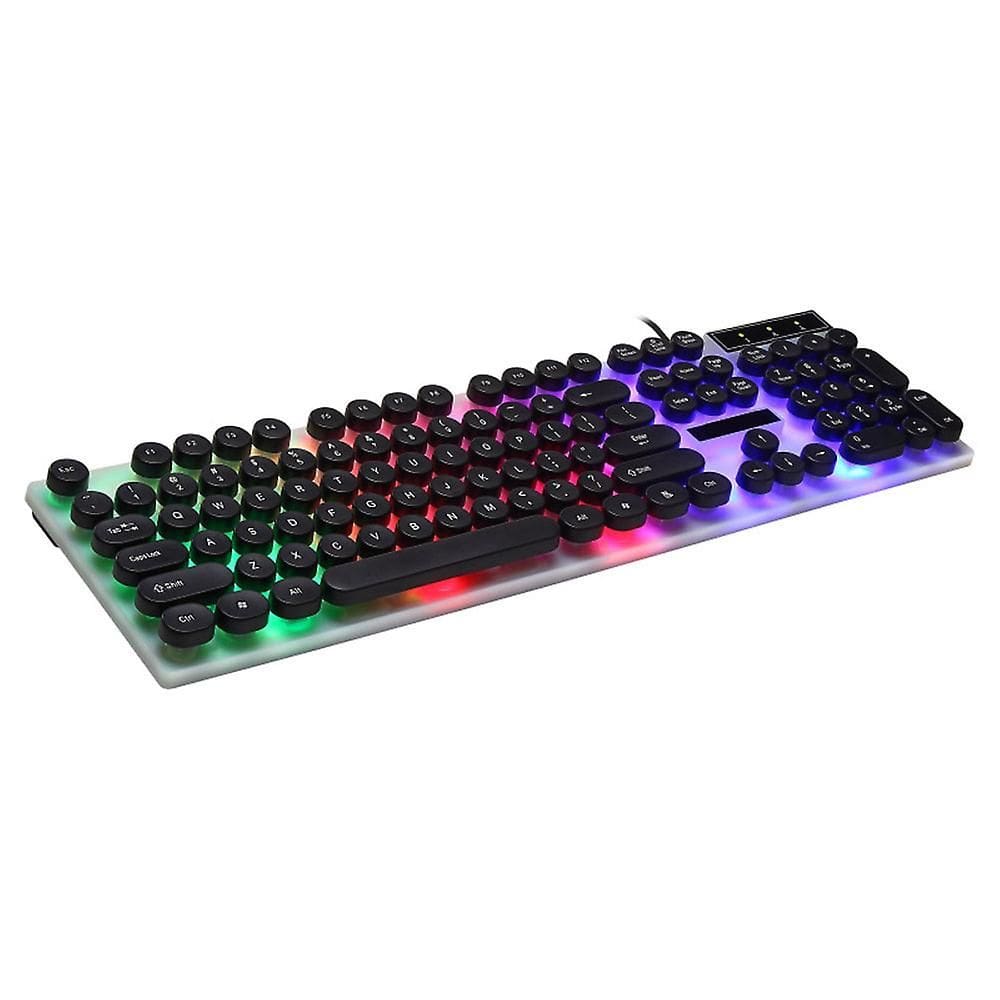 Teclado arco-íris impermeável preto#G21 com luz de fundo arco-íris