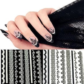 Conjunto de adesivos de unhas, 30 peças de acrílico de renda 3D DIY para arte de unhas