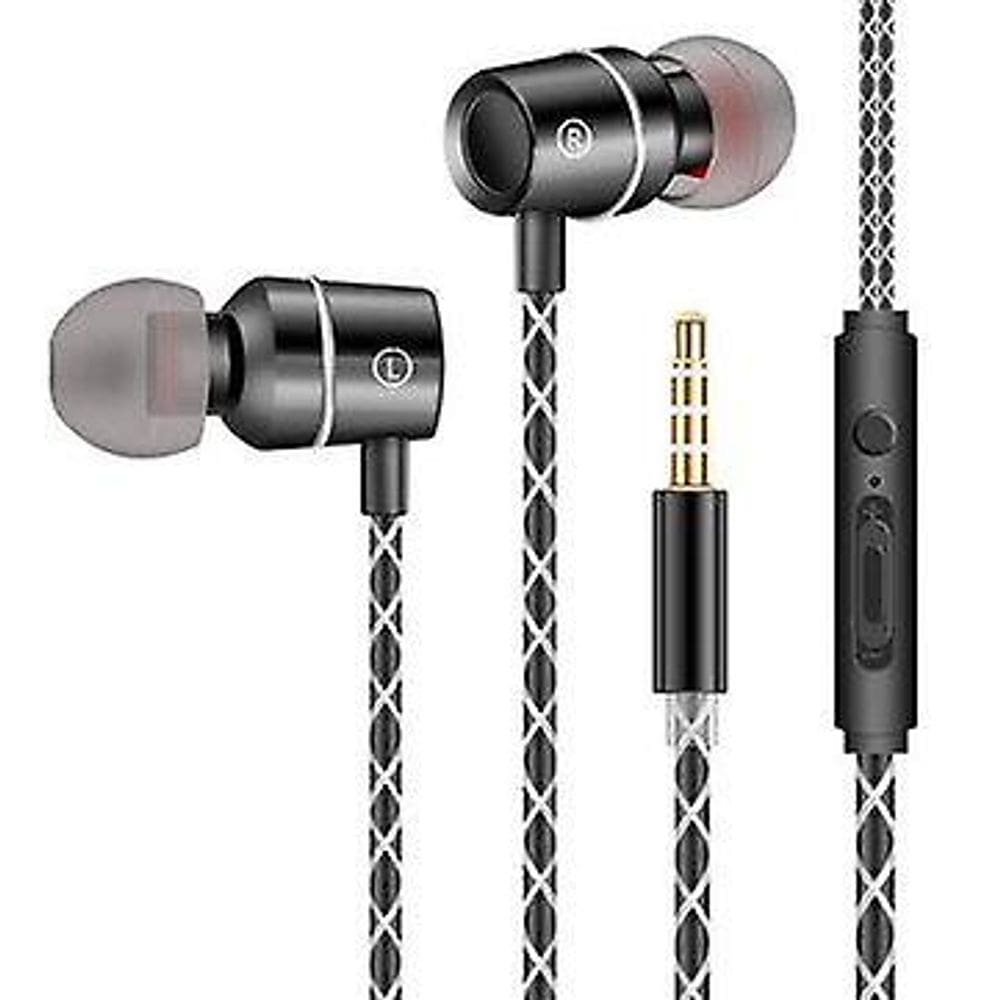 Augienb 3.5mm controle com fio fone de ouvido baixo fones de ouvido estéreo