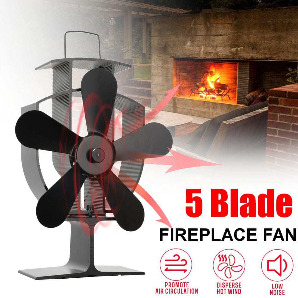 Fogão a lenha 5Leaves Aquecedor Eco Fan Heat Lareira Preto