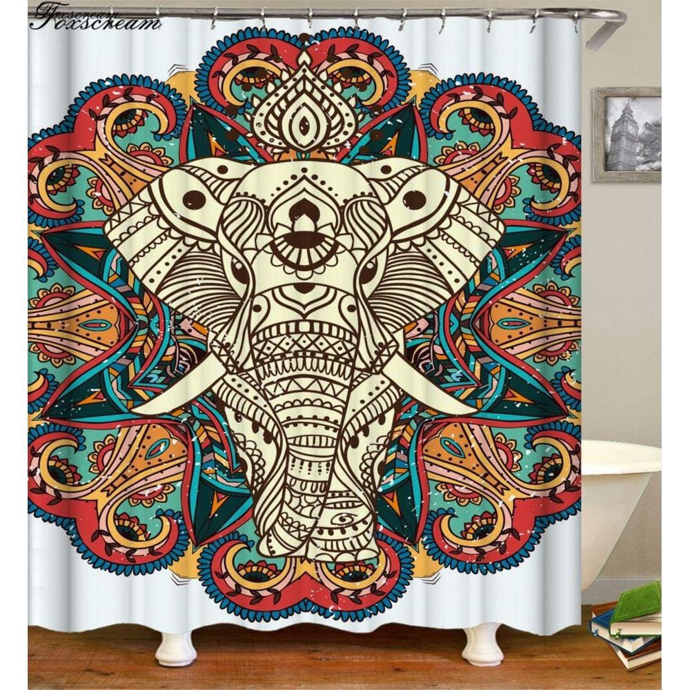 Cortinas de chuveiro de elefante com ganchos Cortina de banheiro Elephan