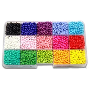 Conjunto de miçangas de arroz de vidro, pintura de 15 cores com acessórios