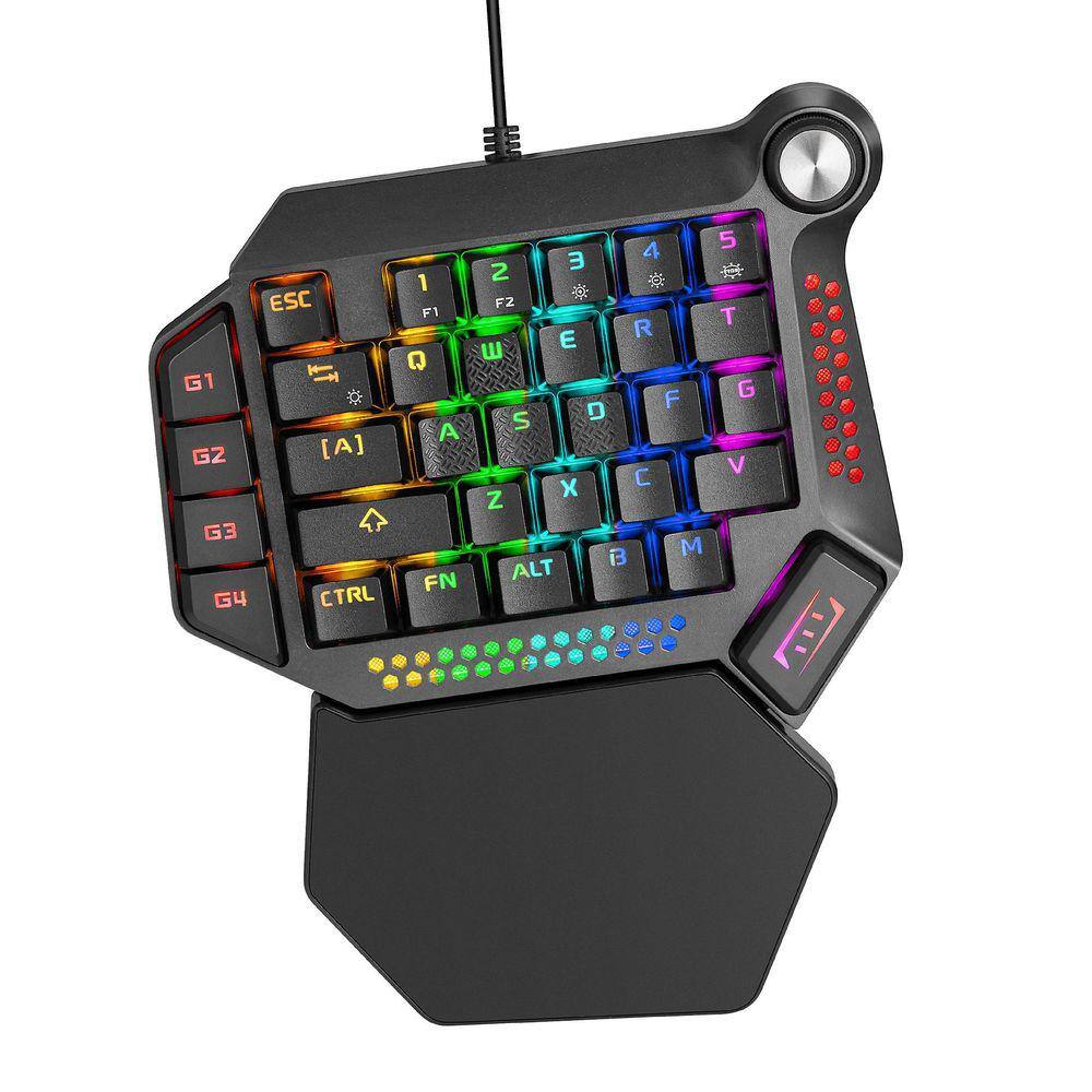 Preto#Teclado numérico mecânico de jogos com uma mão com pulso