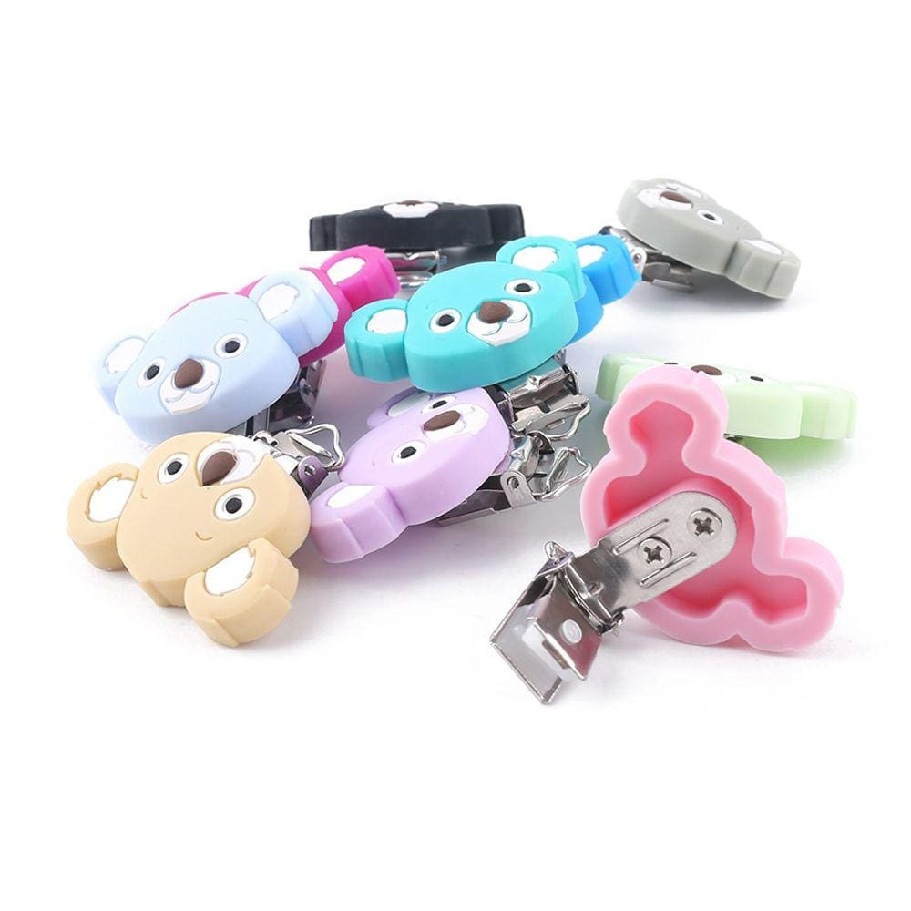  10pcs coala forma bebê chupeta clipe dentição brinquedos diy fuligem