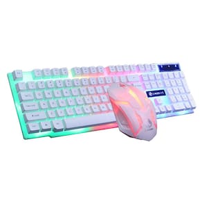 1600DPI 104 Teclas Teclado com Fio e Mouse Set (Branco)