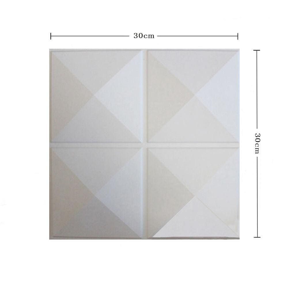 Painel de parede de decoração 3D PVC 30x30cm 4/12pcs branco
