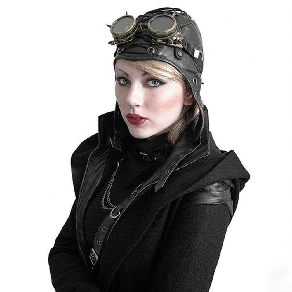 Couro Aviador Chapéu Piloto Capacete de Couro Vintage Chapéu Aviador