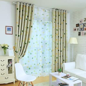 Cortina geométrica pastoral 100x250cm 1 unidade de poliéster