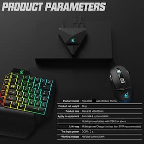 Gamer Kit Teclado Para Uma Mão, Mouse E ConverterSet De 3