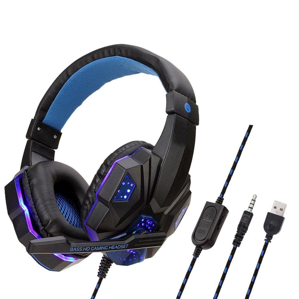 Fone de ouvido para jogos LED profissional para PS4 com microfone