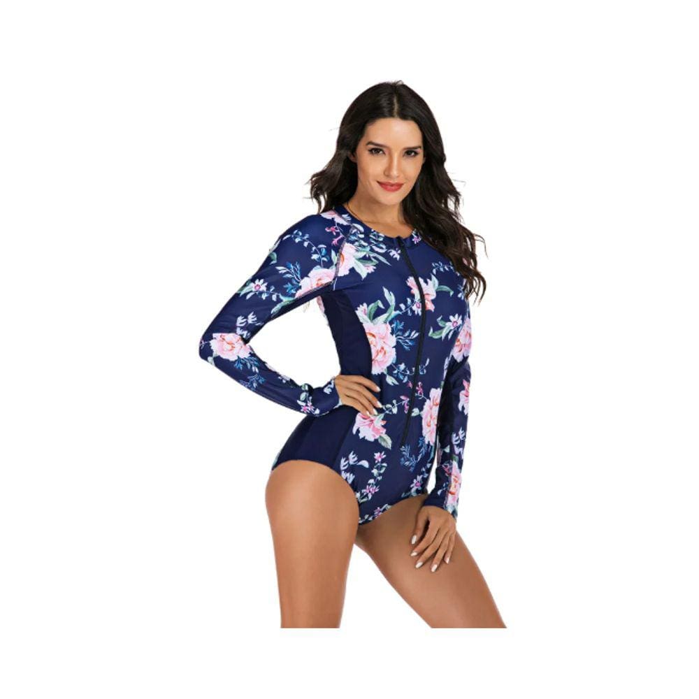 Manga longa maiô natação sexy mulher surf blue.. S