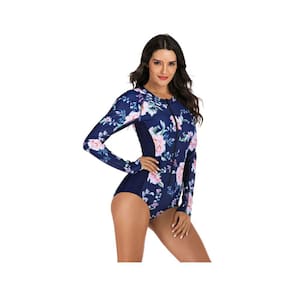 Manga longa maiô natação sexy mulher surf blue.. S