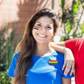 Rolo de adesivos: 500 peças, arco-íris, formato quadrado, LGBT Pride