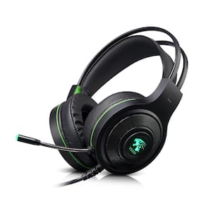 Fone de ouvido com fio para jogos USB + cabo de 2,1 m de interface dupla de 3,5 mm