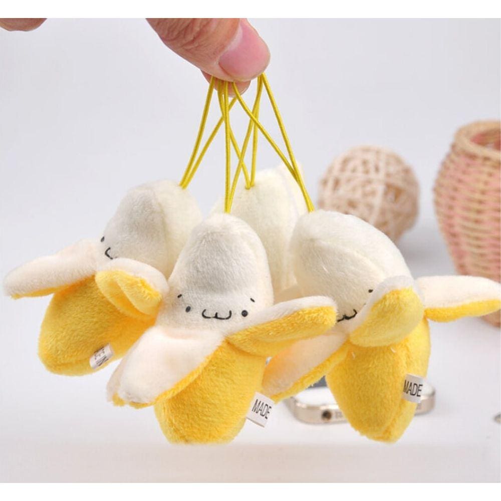 10pcs mini 8cm banana pelúcia brinquedos pequenos telefone móvel cinta p