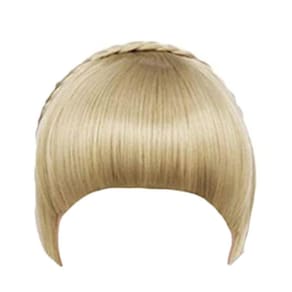 Faixa de cabelo com franja sintética resistente ao calor (amarela)