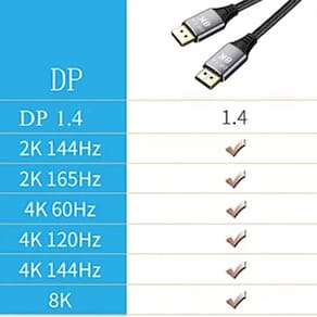 Cabo DisplayPort 1.4 (DP a DP) 8K @ 60Hz 4k @ 60/120/144H