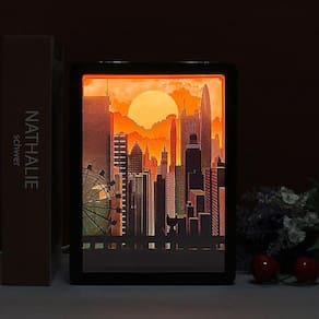 Luz noturna de escultura de papel 3D (laranja) (tamanho único)