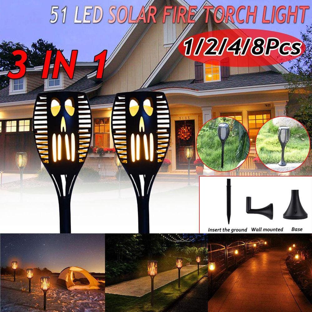 1PCS 51LED energia solar luz do jardim cintilante lâmpada de chama wa